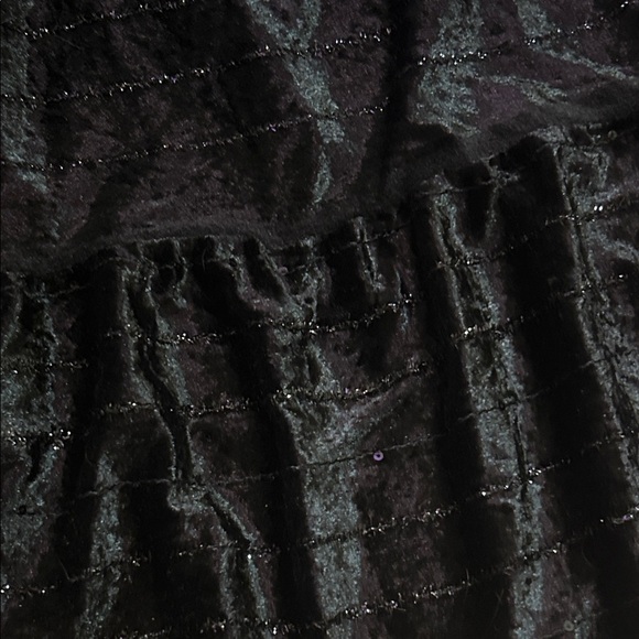 90โs Sparkly Velvet Black Velour Elegant Tiered Maxi Ruffle Skirt Whimsigoth - Picture 4 of 4